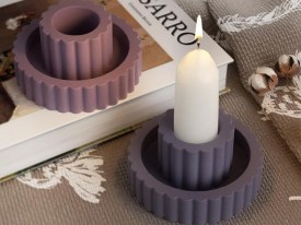Molde silicona candelabro rayado redondo 